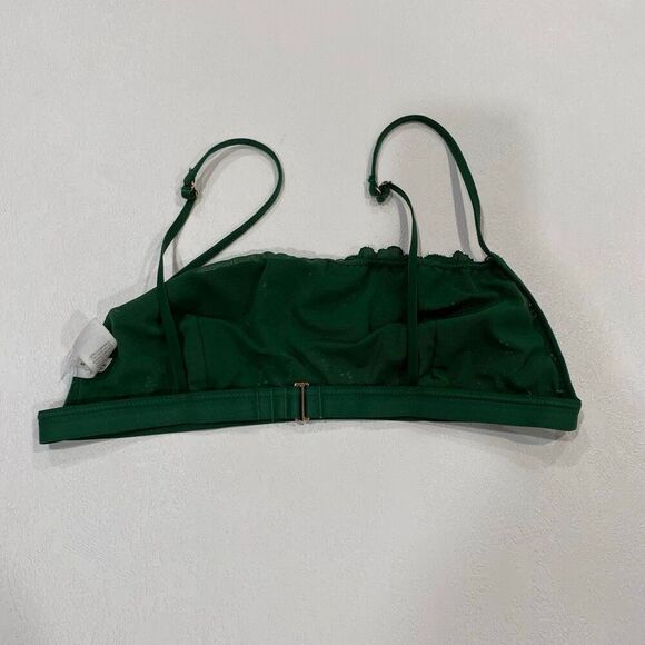 Aerie Real Good Green Lace Bralette Size M Medium Adjustable Straps - Picture 2 of 3